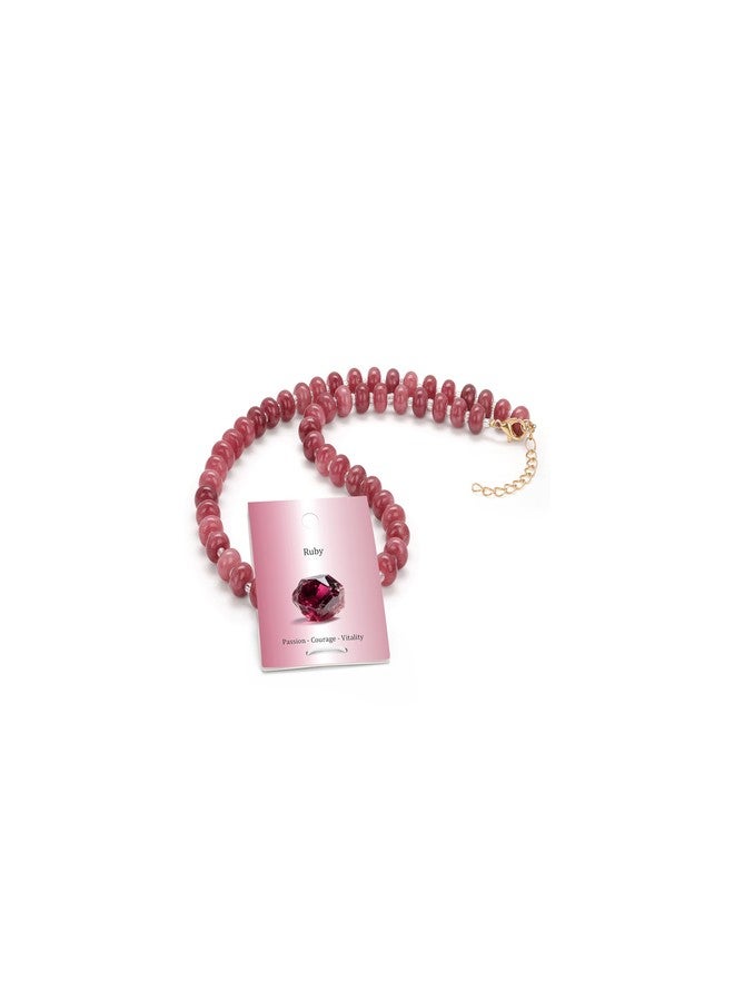 Raicegs Ruby Gemstone Beaded Necklace for Women Natural Stone Bead Choker Necklace Handmade Boho Summer Jewelry for Beach - Image 1